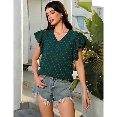 Women's Short Sleeve Casual V-Neck Summer Basic Blouses