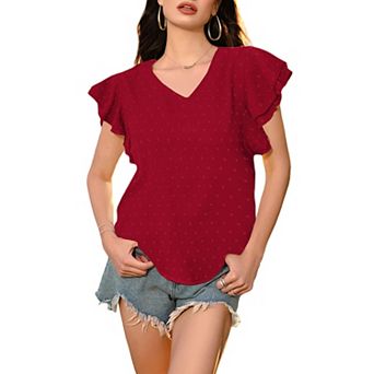 Women's Short Sleeve Casual V-Neck Summer Basic Blouses