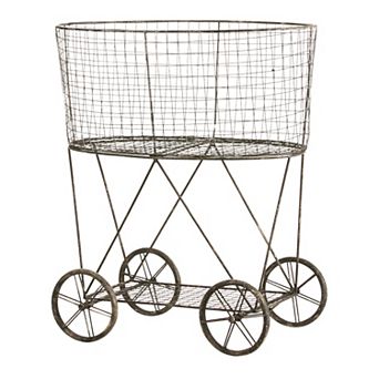Evergreen Metal Wire Basket on Wheels