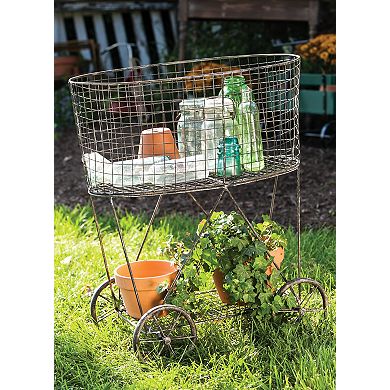 Evergreen Metal Wire Basket on Wheels