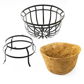 Evergreen Footed Metal Basket Planter