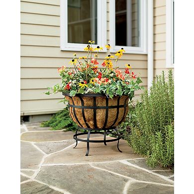 Evergreen Footed Metal Basket Planter