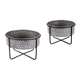 Evergreen Enterprises Set of 2 Embossed Metal Planters