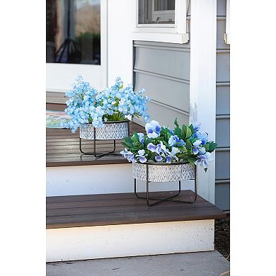 Evergreen Enterprises Set of 2 Embossed Metal Planters