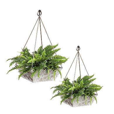 Evergreen Enterprises Set of 2 Geometric Embossed Metal Nested Planters