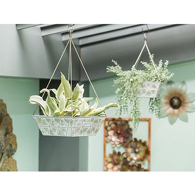 Evergreen Enterprises Set of 2 Geometric Embossed Metal Nested Planters