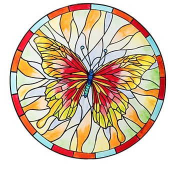 Evergreen Enterprises Stained Glass Butterfly Birdbath Outdoor Decor