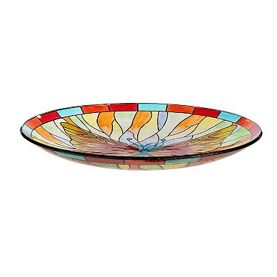 Evergreen Enterprises Stained Glass Butterfly Birdbath Outdoor Decor