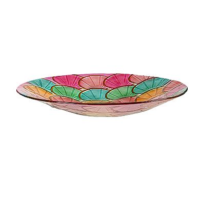 Evergreen Enterprises Bright Shell Glass Birdbath Outdoor Decor
