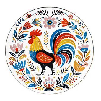 Evergreen Enterprises Glass Folk Art Rooster Birdbath Outdoor Decor