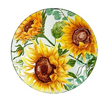 Evergreen Enterprises Multi Sunflower Glass Birdbath Outdoor Decor