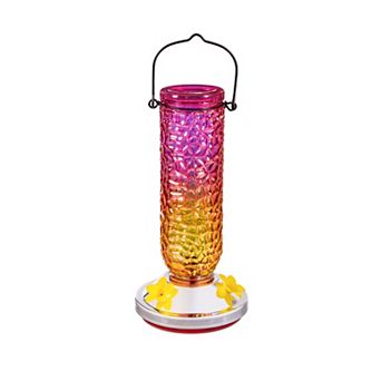 Evergreen Enterprises Textured Iridescent Glass Hummingbird Feeder Outdoor Decor