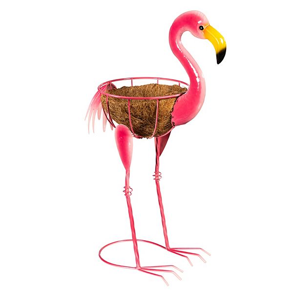 Evergreen Enterprises Metal Flamingo Planter Outdoor Decor