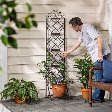 Evergreen Enterprises Metal Grid Trellis & Planter Stand Outdoor Decor