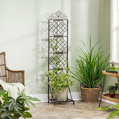 Evergreen Enterprises Metal Grid Trellis & Planter Stand Outdoor Decor