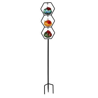 Evergreen Enterprises Glass Hummingbird Feeder Trio Garden Stake Outdoor Decor
