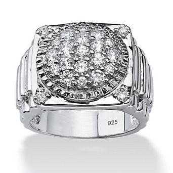 Men's 1.63 TCW Round Cubic Zirconia Ring in Platinum-plated Sterling Silver