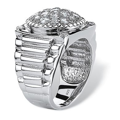 Men's 1.63 TCW Round Cubic Zirconia Ring in Platinum-plated Sterling Silver