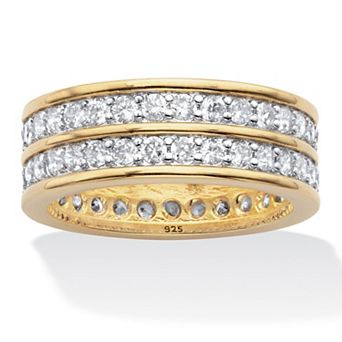 2.05 ct w. Round CZ Gold-Plated Silver Double-Row Gender-Neutral Eternity Ring