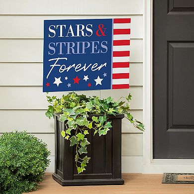Evergreen American Stars & Stripes Forever Yard Sign Outdoor Decor