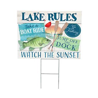 Evergreen Enterprises Lake Rules Yard Sign Outdoor Decor