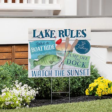 Evergreen Enterprises Lake Rules Yard Sign Outdoor Decor
