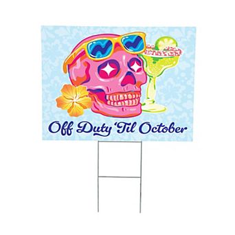 Evergreen Enterprises Off Duty 'Til October Coral Skull Yard Sign Outdoor Decor