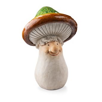 Evergreen Enterprises Ceramic Mushroom Man Statue Outdoor Decor