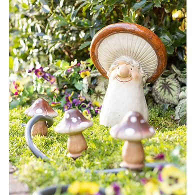 Evergreen Enterprises Ceramic Mushroom Man Statue Outdoor Decor