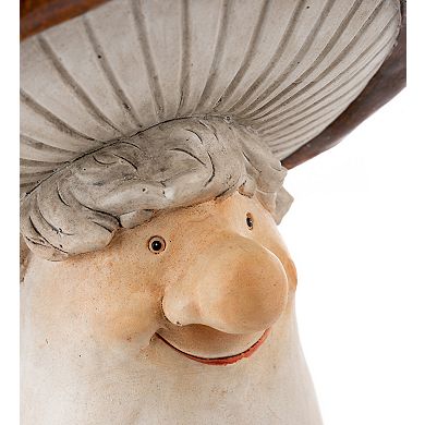 Evergreen Enterprises Ceramic Mushroom Man Statue Outdoor Decor