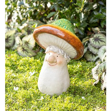 Evergreen Enterprises Ceramic Mushroom Man Statue Outdoor Decor