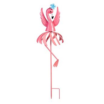 Evergreen Enterprises Palm Beach Metal Flamingo Wind Spinner Outdoor Decor
