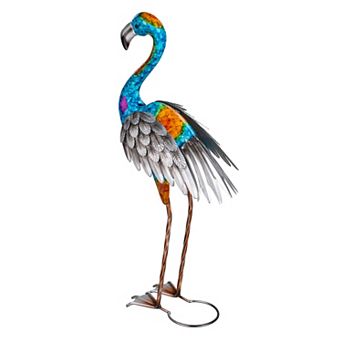 Evergreen Enterprises Gradient Flamingo Metal Garden Statue Outdoor Decor