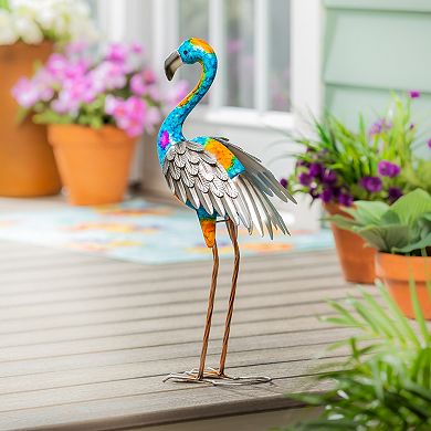 Evergreen Enterprises Gradient Flamingo Metal Garden Statue Outdoor Decor