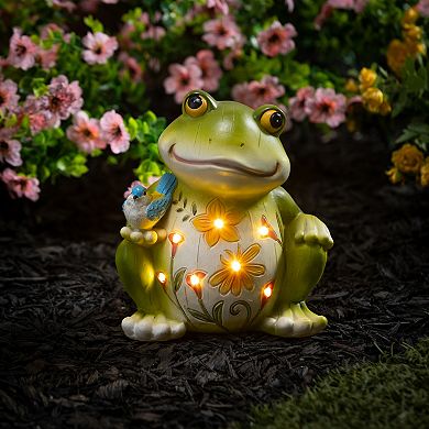Evergreen Enterprises LED Floral Frog Garden Statue Outdoor Decor