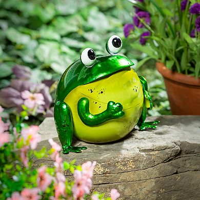 Evergreen Enterprises Portly Frog Metal Garden Statue Outdoor Decor