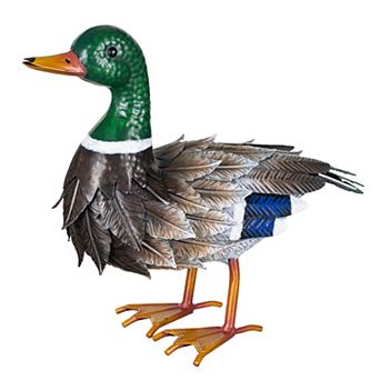 Evergreen Enterprises Standing Mallard Duck Metal Garden Statue Outdoor Decor