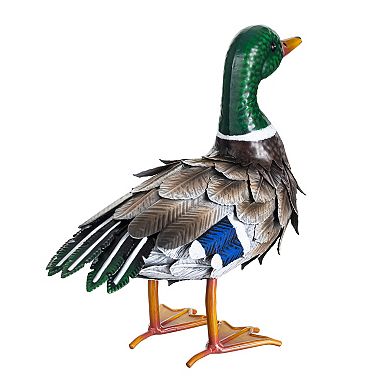 Evergreen Enterprises Standing Mallard Duck Metal Garden Statue Outdoor Decor