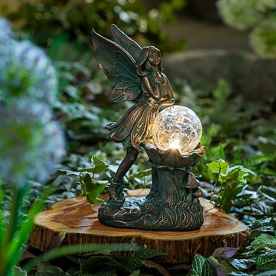 Evergreen Enterprises LED Fairy with Orb Garden Statue Outdoor Decor
