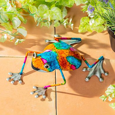 Evergreen Enterprises 5-Inch Frog Metal Garden Statue Outdoor Decor