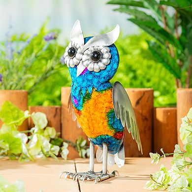 Evergreen Enterprises 15-Inch Owl Metal Garden Statue Outdoor Decor