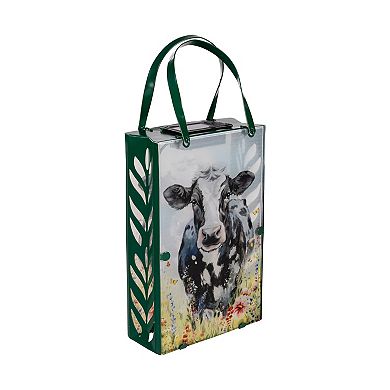 Evergreen Enterprises Cow Bag Shaped Metal & Glass Outdoor Lantern