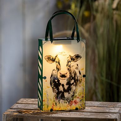 Evergreen Enterprises Cow Bag Shaped Metal & Glass Outdoor Lantern
