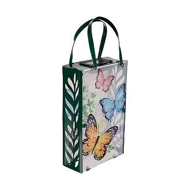 Evergreen Enterprises Solar Butterfly Metal & Glass Outdoor Lantern
