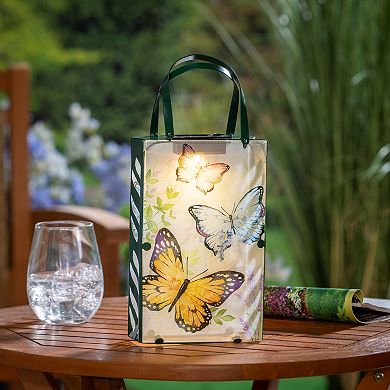 Evergreen Enterprises Solar Butterfly Metal & Glass Outdoor Lantern