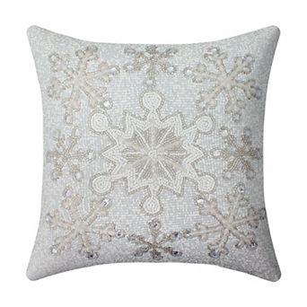 St. Nicholas Square® Fully Beaded Snowflake Decorative Pillow