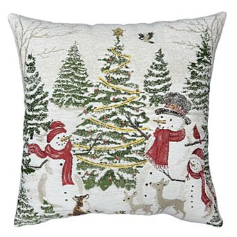 St. Nicholas Square® Yuletide Snowman Tapestry Throw Pillow
