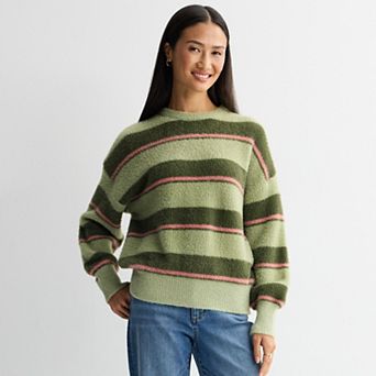 Women's Farmers Market Crewneck Sweater with Stripes