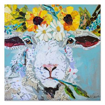 COURTSIDE MARKET Floral Sheep II Canvas Wall Art