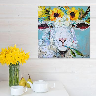 COURTSIDE MARKET Floral Sheep II Canvas Wall Art
